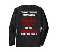 Stampa Posteriore con Scritta I´m Not The Hero You Want I´m The Monster You Need Maglia a Manica
