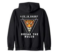 Stampa Posteriore Life is Short Break The Rules Felpa con Cappuccio