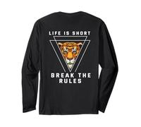 Stampa Posteriore Life is Short Break The Rules Maglia a Manica
