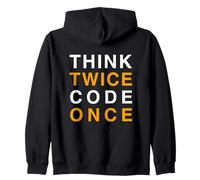 Stampa Posteriore Think Twice Code Once Felpa con Cappuccio