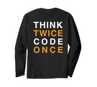 Stampa Posteriore Think Twice Code Once Maglia a Manica