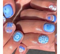 Stampa Quadrata Su Chiodi Adesivi Falso Acrilico Artificiale 12 Dimensione 24 Pcs Stick Per Le Donne Sclettori Acrilici Su Chiodo Per Le Donne Chiaro