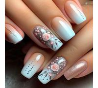 Stampa Quadrata Su Chiodi Chiodi Falso Colla Su Acrilico Artificiale 12 Dimensioni 24 Pcs Stick Per Le Donne Design Unghie False