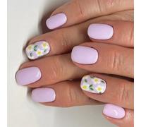 Stampa quadrata sulle unghie di progettazione lucida delle unghie finte francesi acriliche false colle artificiali su per il chiodo falso di disegno delle donne