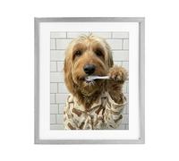 Stampa realistica con cornice per cani con dentini, 43,2 x 53,3 cm | Stupell Industries · Di Abigail Walker · Pronta da appendere · Regalo divertente per gli spazi del bagno · Made in USA