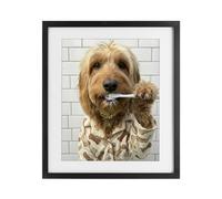 Stampa realistica con cornice per cani con dentini, 43,2 x 53,3 cm | Stupell Industries · Di Abigail Walker · Pronta da appendere · Regalo divertente per gli spazi del bagno · Made in USA