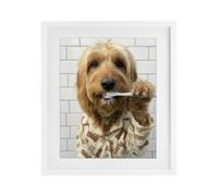 Stampa realistica con cornice per cani con dentini, 43,2 x 53,3 cm | Stupell Industries · Di Abigail Walker · Pronta da appendere · Regalo divertente per gli spazi del bagno · Made in USA