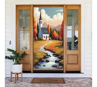 Stampa realistica della chiesa n. 12 coperture decorative per porte, decorazioni per interni ed esterni, primavera, estate, autunno, inverno, Halloween, Natale, decorazioni per la casa