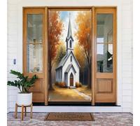 Stampa realistica della chiesa n. 13 coperture decorative per porte, decorazioni per interni ed esterni, primavera, estate, autunno, inverno, Halloween, Natale, decorazioni per la casa