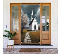 Stampa realistica della chiesa n. 23 coperture decorative per porte, decorazioni per interni ed esterni, primavera, estate, autunno, inverno, Halloween, Natale, decorazioni per la casa