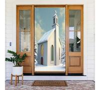 Stampa realistica della chiesa n. 24 coperture decorative per porte, decorazioni per interni ed esterni, primavera, estate, autunno, inverno, Halloween, Natale, decorazioni per la casa