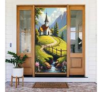 Stampa realistica della chiesa n. 33 coperture decorative per porte, decorazioni per interni ed esterni, primavera, estate, autunno, inverno, Halloween, Natale, decorazioni per la casa