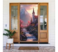 Stampa realistica della chiesa n. 45 coperture decorative per porte, decorazioni per interni ed esterni, primavera, estate, autunno, inverno, Halloween, Natale, decorazioni per la casa