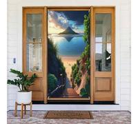 Stampa realistica dell'isola n. 4 coperture decorative per porte, striscione per interni ed esterni, primavera, estate, autunno, inverno, Halloween, Natale, decorazioni per la casa