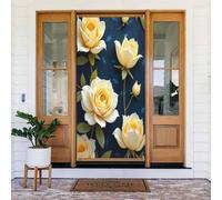 Stampa rosa bianca gialla n. 238 coperture decorative per porte, decorazioni per interni ed esterni, primavera, estate, autunno, inverno, Halloween, Natale, decorazioni per la casa