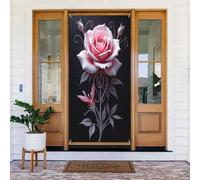 Stampa rosa e bianca n. 213 copertura decorativa per porta, decorazione per interni ed esterni, primavera, estate, autunno, inverno, Halloween, Natale, decorazioni per la casa