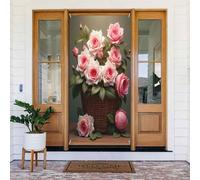 Stampa rosa e bianca n. 484 copritesta decorativa per porta, decorazione per interni ed esterni, primavera, estate, autunno, inverno, Halloween, Natale, decorazioni per la casa