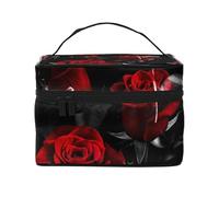 Stampa rosa rossa, Borsa per il trucco Borsa per cosmetici Borsa da viaggio portatile da viaggio Astuccio per matite