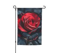 Stampa rosa rossa e nera 30,5 x 45,7 cm portico tutte le stagioni bandiere all'aperto decorazione cortile bandiera patio decorazione cortile