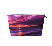 Stampa rosa tramonto sulla spiaggia, Borsa da toilette Borsa per trucco Borsa per cosmetici Borsa da toilette da viaggio portatile