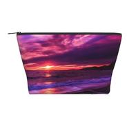 Stampa rosa tramonto sulla spiaggia, Borsa da toilette Borsa per trucco Borsa per cosmetici Borsa da toilette da viaggio portatile