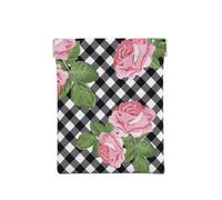Stampa rose su plaid bianco nero, Spremere il portafoglio superiore da donna Borsa portaoggetti Piccola portamonete Portamonete