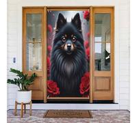 Stampa rossa con rosa canina n. 122 coperture decorative per porta, decorazioni per interni/esterni, primavera, estate, autunno, inverno, Halloween, Natale, decorazioni per la casa