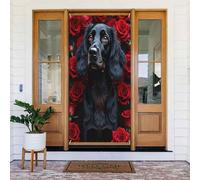 Stampa rossa con rosa canina n. 425 coperture decorative per porta, decorazioni per interni/esterni, primavera, estate, autunno, inverno, Halloween, Natale, decorazioni per la casa