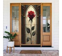 Stampa rossa rosa n. 277 coperture decorative per porta, decorazioni per interni ed esterni, primavera, estate, autunno, inverno, Halloween, Natale, decorazioni per la casa