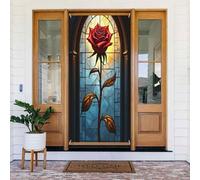 Stampa rossa rosa n. 739 coperture decorative per porte, striscione per interni ed esterni, primavera, estate, autunno, inverno, Halloween, Natale, decorazioni per la casa