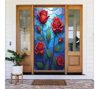 Stampa rossa rosa n. 744 Coperture decorative per porta, decorazioni per interni ed esterni, primavera, estate, autunno, inverno, Halloween, Natale, decorazioni per la casa