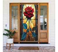 Stampa rossa rosa n. 757 coperture decorative per porta, decorazione per interni ed esterni, primavera, estate, autunno, inverno, Halloween, Natale, decorazioni per la casa