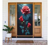 Stampa rossa rosa n. 863 Coperture decorative per porta, decorazioni per interni ed esterni, primavera, estate, autunno, inverno, Halloween, Natale, decorazioni per la casa