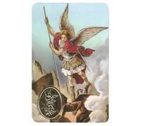 Stampa San Michele Arcangelo con Medaglia, Religion/Religious Card, 8.5l x 5.5an cm, Plastica