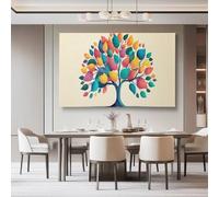 Stampa su tela 100L x 50l cm, Colorato Quadro Camera da Letto Su Tela, Stampe da Parete Astratto Albero della vita Texture, Decorazioni Parete Sala Da Pranzo Bagno Ufficio Cucina - Senza Cornice