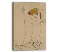 Stampa su tela (60x80cm): Egon Schiele - Abbraccio di due donne