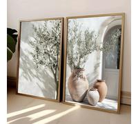 Stampa su tela, albero, vaso, poster da parete, arte mediterranea, paesaggio, campagna, semplice, decorazione (40x60 cm/2 pezzi senza cornice)