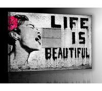 Stampa su tela Bansky LIFE IS BEAUTIFUL quadro moderno pronto da appendere