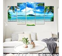 Stampa Su Tela - Cielo Blu Nuvole Bianche Scenario Del Mare - Immagine Arte Della Parete 5 Pezzi Quadri Moderni Dipinti Foto Per Soggiorno Camera Da Letto Divano Tv Sfondo Gym Home Deco 150× -3J5L+G0B