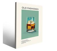 Stampa su tela cocktail Old Fashioned quadro con indicazioni per la preparazione