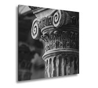Stampa su tela con capitoli finemente scolpiti raccontano storie in pietra, formato: 70 x 70 cm, effetto: bianco e nero, XXL, stampa su telaio, decorazione da parete o soggiorno