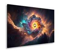 Stampa su tela con colori esplosivi scatenano un vortice galattico, formato XXL, 120 x 80 cm, stampa artistica su telaio, decorazione da parete o soggiorno