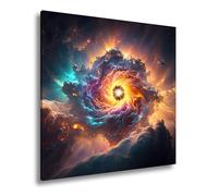 Stampa su tela con colori esplosivi scatenano un vortice galattico, formato XXL, 70 x 70 cm, stampa artistica su telaio, decorazione da parete o soggiorno