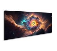 Stampa su tela con colori esplosivi scatenano un vortice galattico, panorama, 60 x 30 cm, XXL, stampa artistica su telaio, decorazione da parete o soggiorno