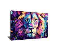 Stampa su tela con cornice animale, decorazione da parete, motivo: leone, decorazione da parete, arte da parete, moderna (40 x 30 cm)