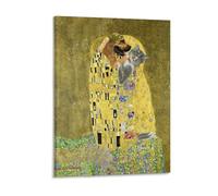 Stampa su tela con cornice in legno Gustav klimts il bacio, decorazione da parete per camera da letto, cucina, interni