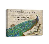 Stampa su tela con immagine di pavone in un mondo pieno di anatre, stampa su tela con motivo botanico vintage, decorazione da parete per casa in campagna, pronta da appendere