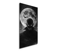 Stampa su tela con luna rossa sangue, rivela lo spavento della notte, panorama, 100 x 50 cm, effetto: bianco e nero, XXL, stampa artistica su telaio, decorazione da parete, soggiorno