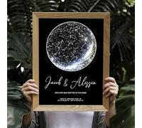 Stampa su tela con mappa stellare, poster personalizzato, mappa stellare con cornici, mappa delle costellazioni, nascite, matrimonio, coppia, anniversario, poster e stampe, regalo personalizzato (A3