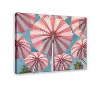 Stampa su tela con ombrellone da spiaggia massimalista, decorazione per camera da letto, ufficio, stanza, regalo, 50 x 75 cm